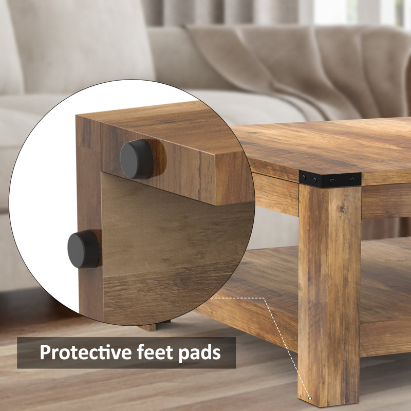 Millwood Pines Zara Square Coffee Table With 2-tier Storage